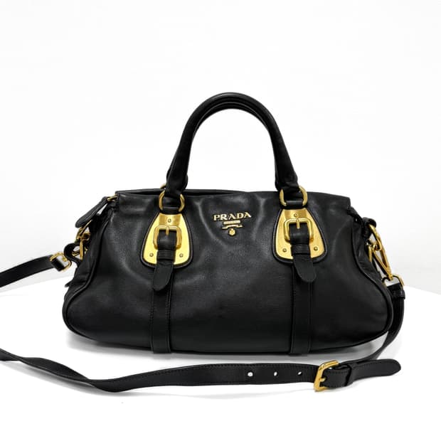 프라다 소프트 카프 골드 버클 2WAY 백