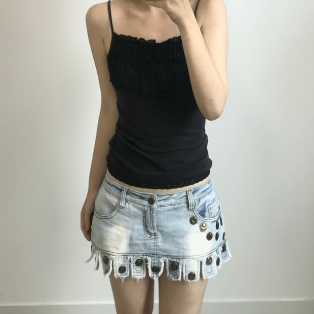 빈티지 프릴 레이스 나시
