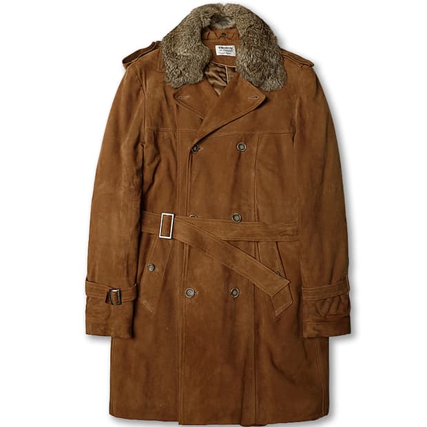 엠메띠 [Emmeti] 무통 카멜 염소 가죽 스웨이드 벨트 더블 코트