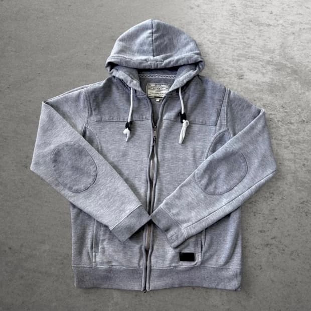 vintage elbow patched grey hoodie