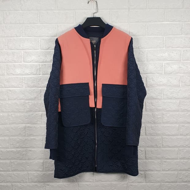 [90]쥬시쥬디 모직 배색 퀼팅 코트