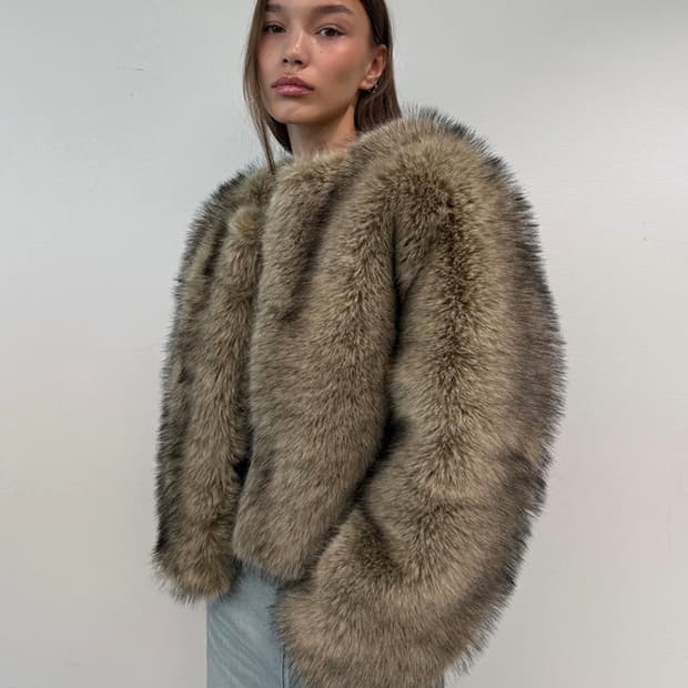 오데스 아멜리아 퍼 자켓 AMELIA FUR JK - 베이지