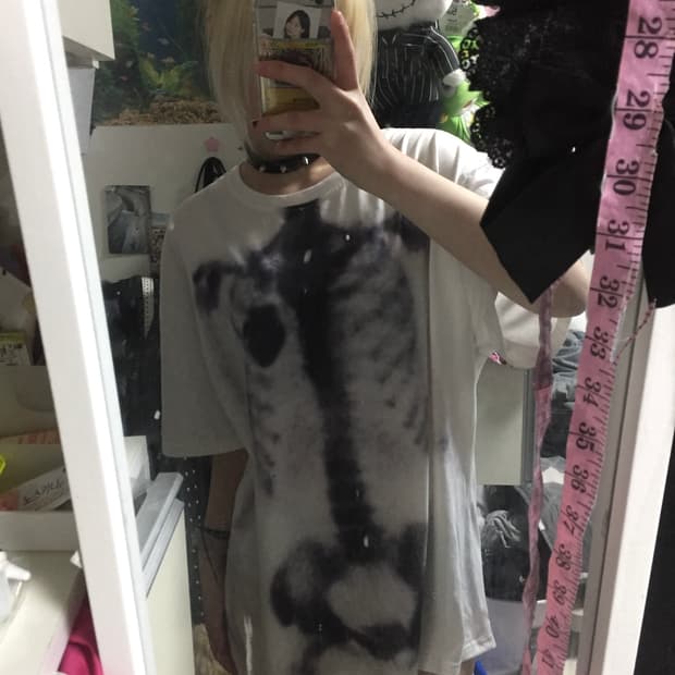 빈티지 ROMWE 해골 반팔티 펑크 스컬