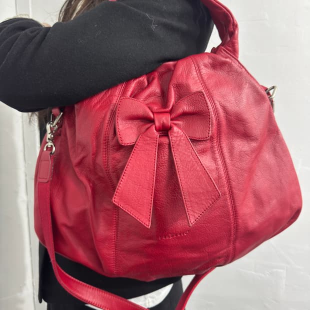 frederic red leather bag