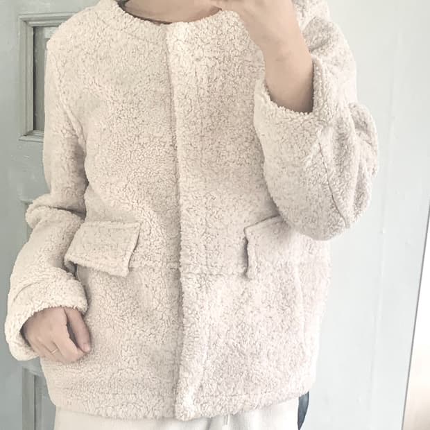  부들 양털 하프코트 