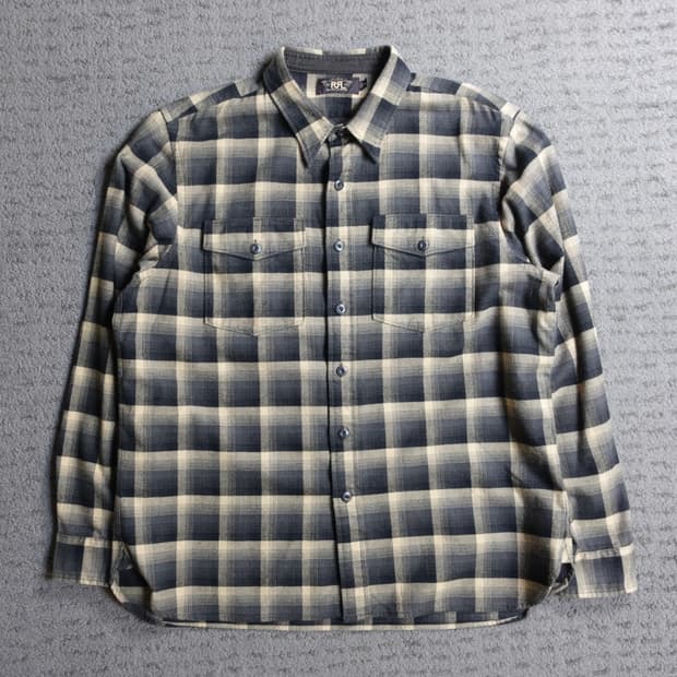 rrl 더블알엘 명작 옴브레셔츠 xl