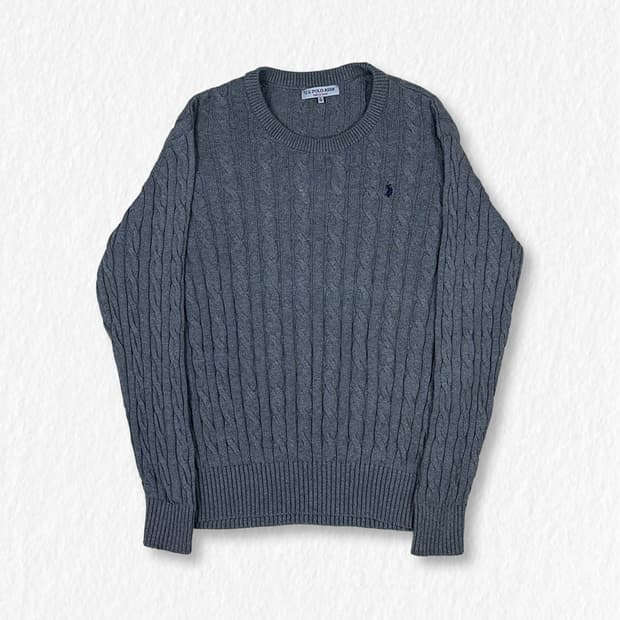 US POLO ASSN 케이블 니트 그레이
