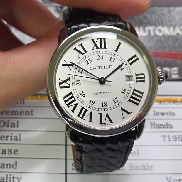 까르띠에 롱드솔로XL 실버로만 42mm 블루핸즈 오토매틱 디버클 ver.
