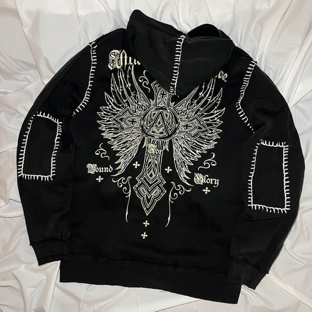 Affliction . 엠브로이드 스티치 후드집업