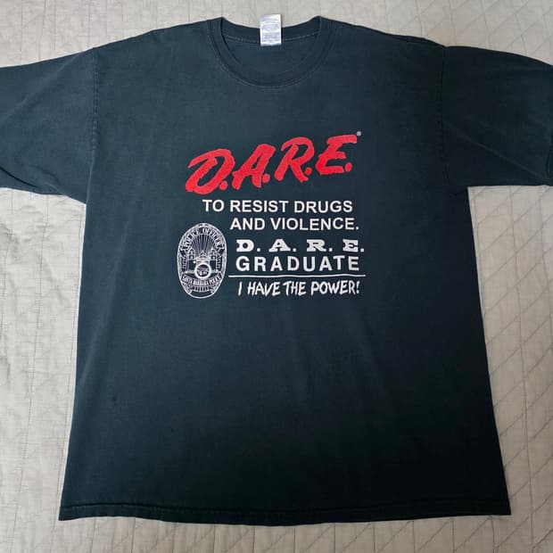 [XL] 00s 빈티지 DARE 티셔츠 블랙 ver. 길단. 블리칭
