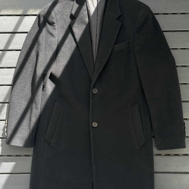 지오지아 캐시미어 혼방 체스터 블랙 코트 95