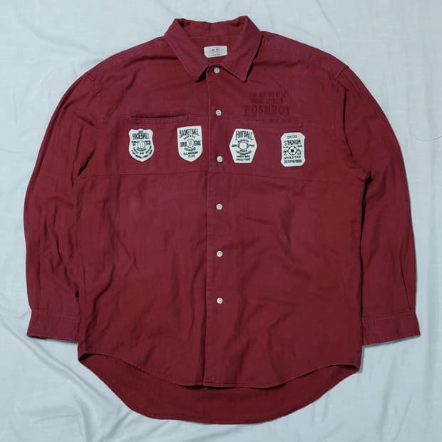 90s 일본 빈티지 POSH BOY 스포츠 자수 패치 셔츠 자켓