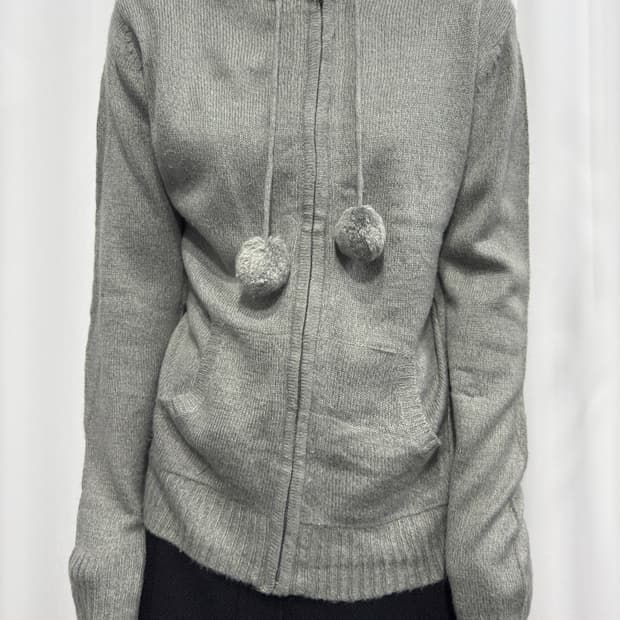 cute knit hood zipup