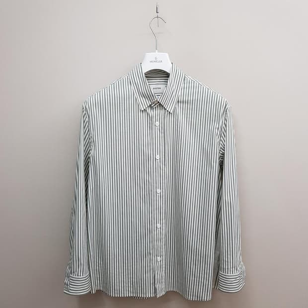 한섬 시스템 2023 그린 스트라이프 코튼 셔츠 100사이즈