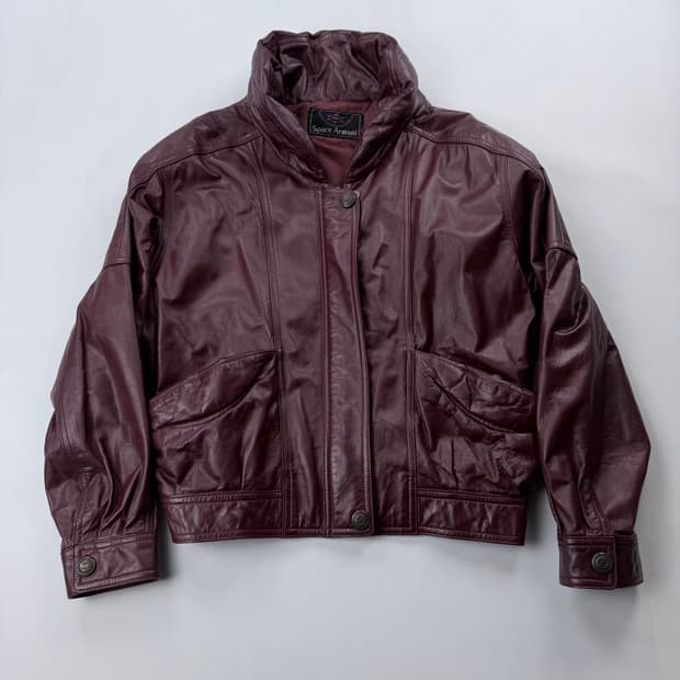 Space Armani 레더 봄버 자켓 버건디