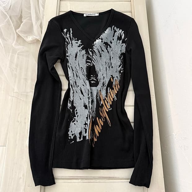 Semantic design chic ribbed long sleeve