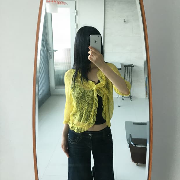 sheer floral lace top