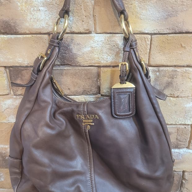 정품 프라다 호보백 브라운 숄더백