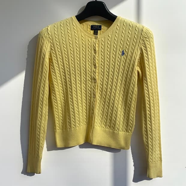 폴로 랄프로렌 옐로우 케이블 니트 가디건