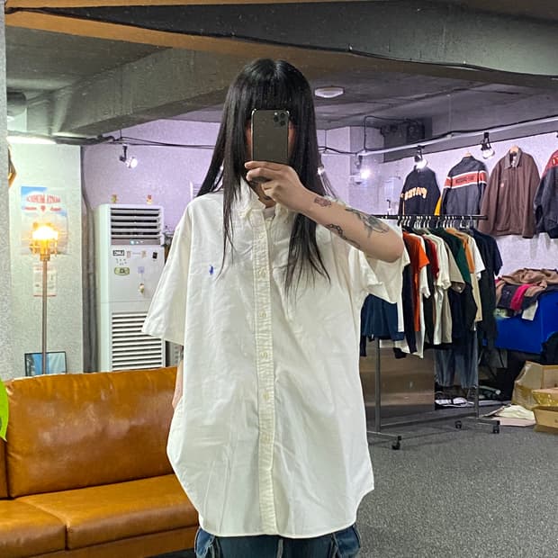 폴로랄프로렌 포니로고 커스텀핏 화이트 셔츠 B5373