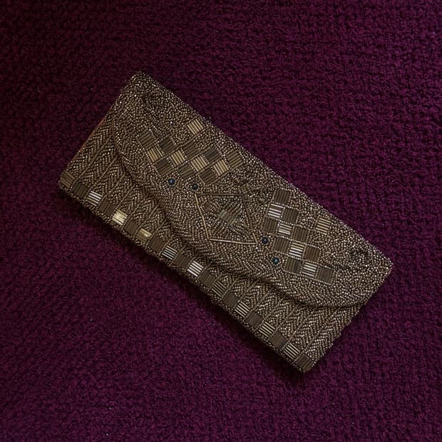 Beaded Mesh Clutch Wallet