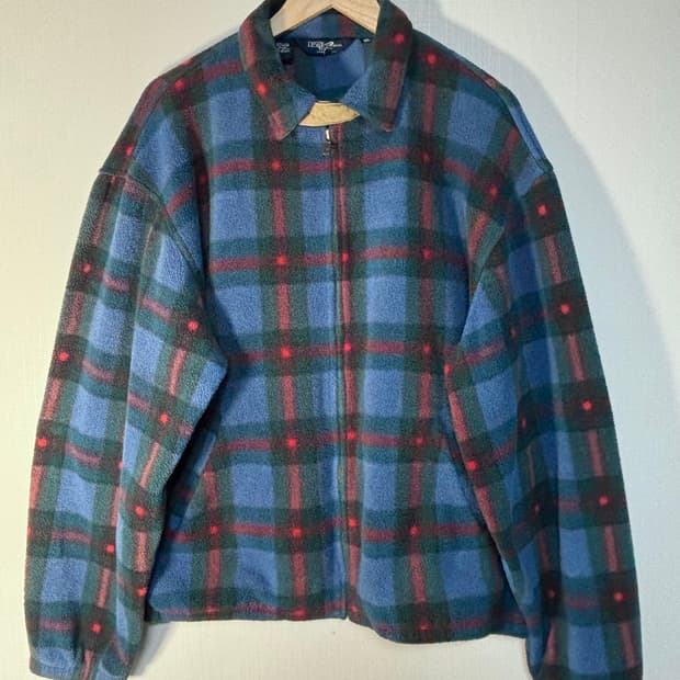 90s POLO 폴로 체크 플리스 스윙탑 드리즐러 빈티지 자켓