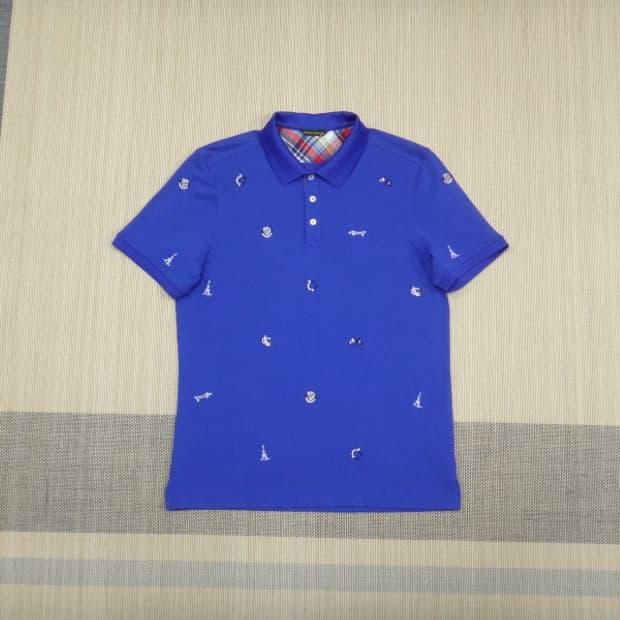 (100) 루이까스텔 골프 자수로고 카라 반팔 티셔츠