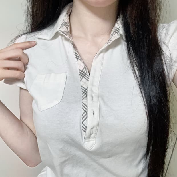 버버리 블루라벨 핑크 화이트 반팔 stc진리솜빈티지히메오네라떼갸루엣팃시