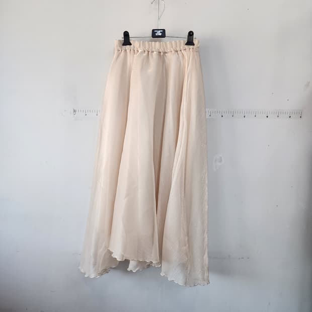 수입 시스루 아이보리 쉬폰 롱 스커트