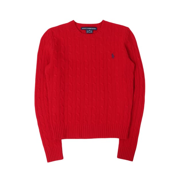 폴로 랄프로렌 레드 램스울 케이블 니트