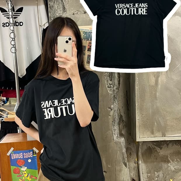 베르사체 진스 꾸뛰르 반팔티 블랙 XL #csz396