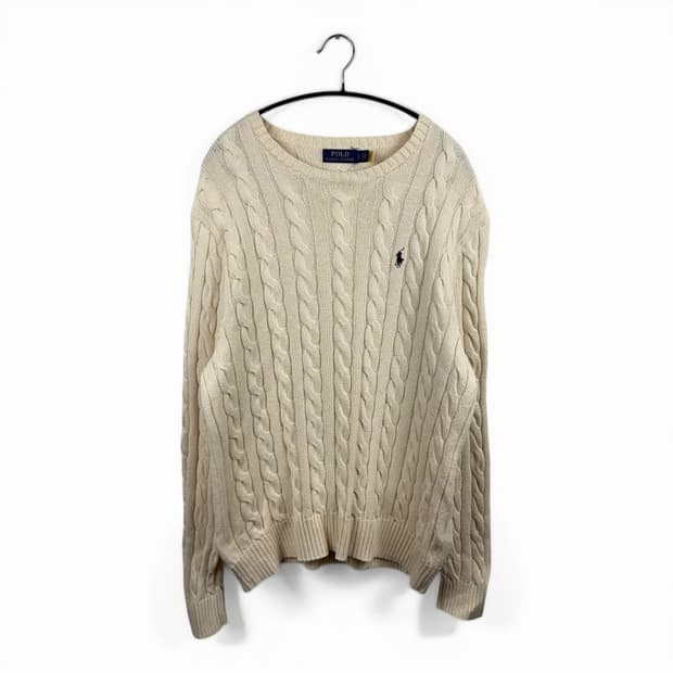 (L) 폴로 랄프로렌 신형 케이블 꽈배기 니트 아이보리