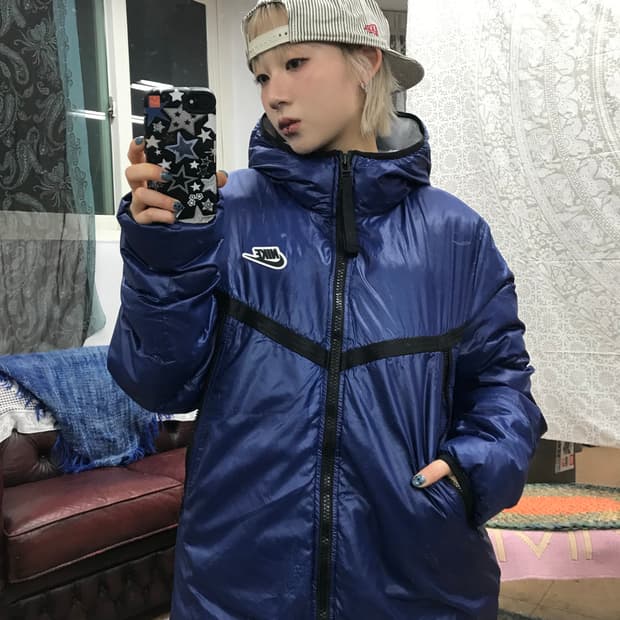 나이키 스트릿 딥블루 투웨이 후드 패딩 