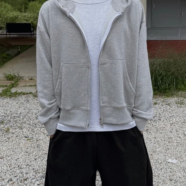 MG 스냅 버튼 크롭 후드집업 4C