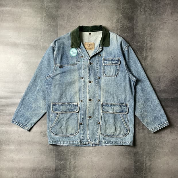 BALANCE 빈티지 데님 코듀로이 칼라 워크 자켓