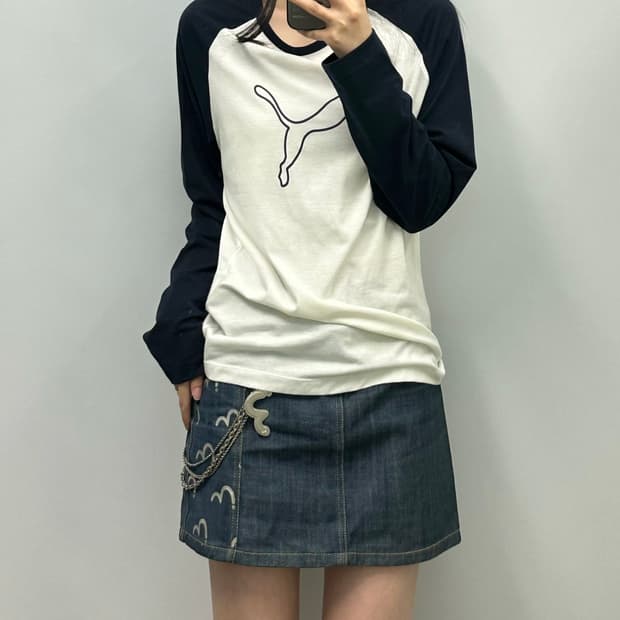 푸마 오래오배색 롱슬리브 긴팔티