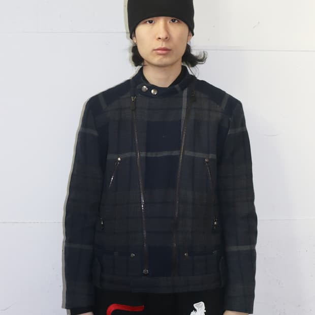 알렉산더 맥퀸 울 체크 라이더 자켓