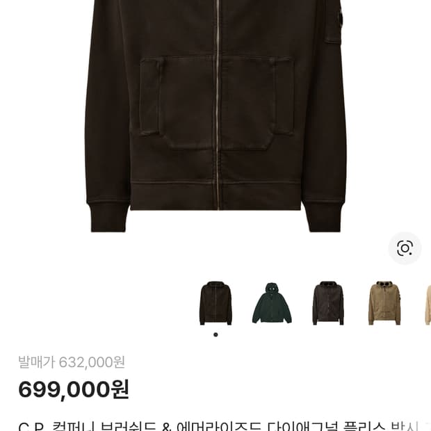 Cp 컴퍼니 고글 렌즈 후드집업 XL