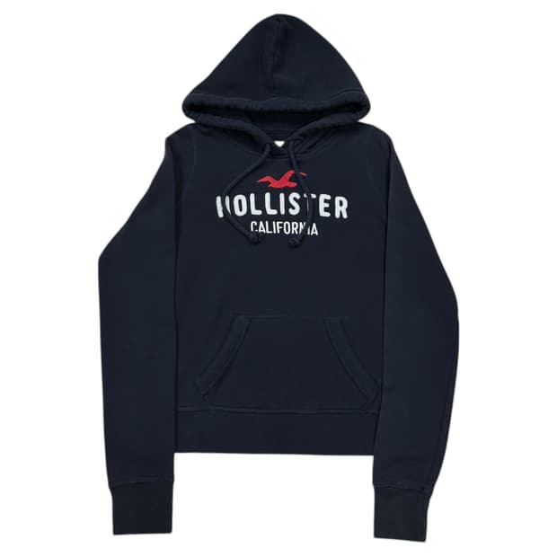 홀리스터 딱붙핏 Y2K 스펠로고 기모 후드티 네이비 XS