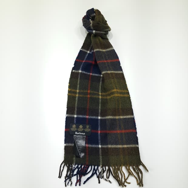 MX337 바버 그린 클래식 타탄체크 울 목도리 머플러