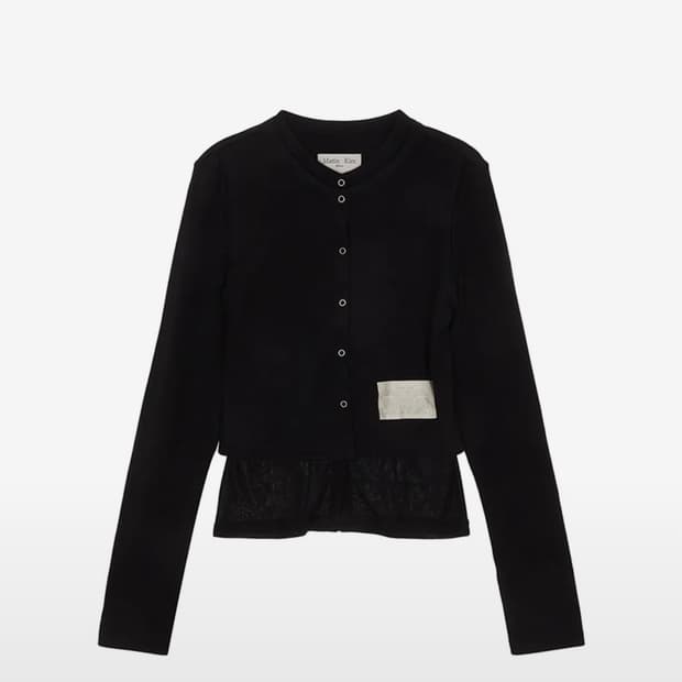 마뗑킴 LAYERED SNAP CARDIGAN IN BLACK