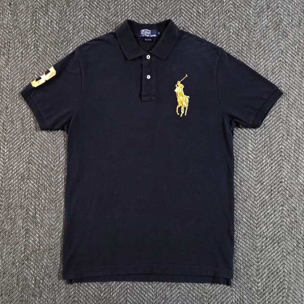 폴로 랄프로렌 블랙 골드 검금 빅포니 카라티
