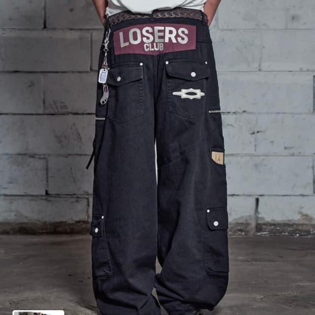 루저스클럽 바이커 카고 와이드 블랙 M