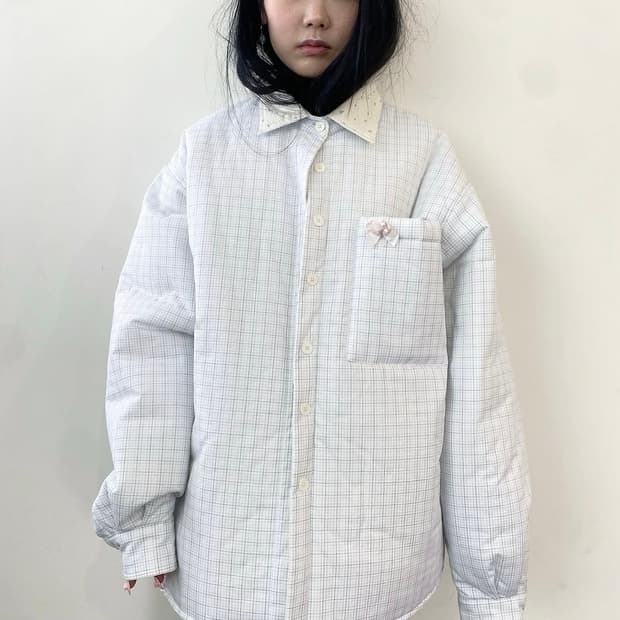 샵페어리 패디드 코지 패턴 셔츠 패딩