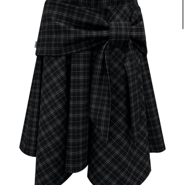 체메씨 보우 언발란스 스커트 블랙체크