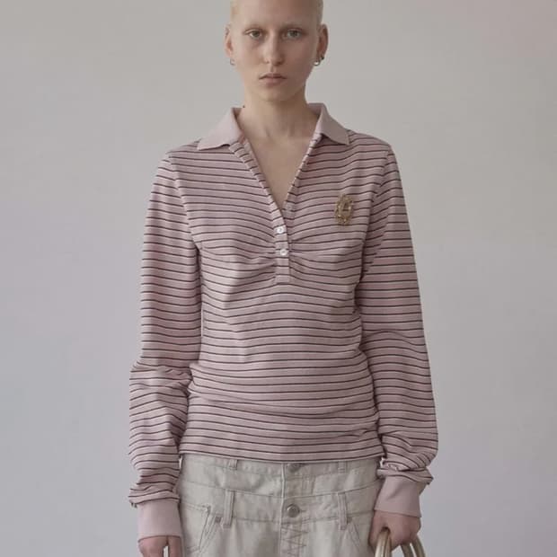 Sculptor Shirring Tennis Shirt Pink
