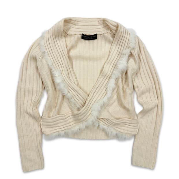 빈티지 ALDRIDGE JEUNE 아이보리 퍼 레이어드 니트