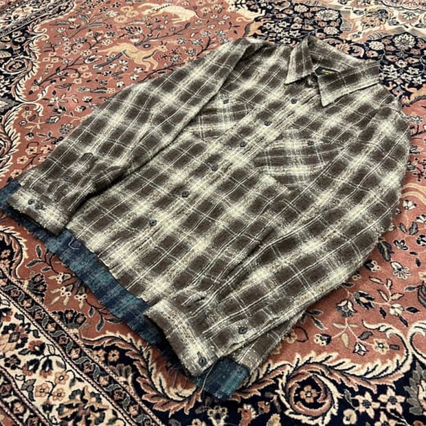 블랙아웃 브라운 체크셔츠 m