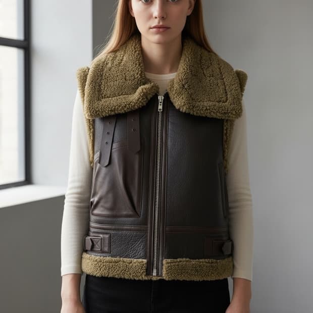 2/ 산드로 무스탕 레더 베스트 자켓