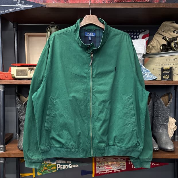 신형라벨 폴로 랄프로렌 헤링턴자켓 탈론 블랙와치 라이닝 진녹색 N687